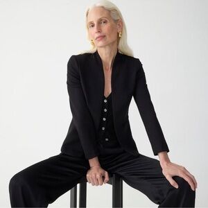 J. CREW Black Going Out Blazer Jacket Stretch Twill‎ Slim Fit Minimalist 8